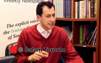 ارسلان کهنمویی پور رئیس هیات مدیره کنگره ایرانیان در دفتر سلام تورنتو، دوشنبه 18 ژانویه 2016 ـ عکس از سلام تورنتو