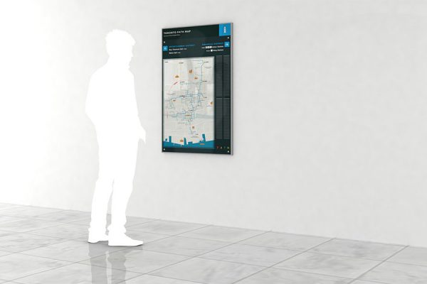 Example of PATH Map Panel concept in a PATH hallway. (Illustration: Toronto Financial District Business Improvement Area)