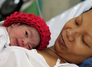 A newly born baby girl named Danica Camacho, the Philippines’ symbolic seven billionth baby