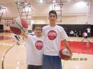 Amirali Takhmid (right) is 14 years old and Rizvan Nirvala (left) is 9 years old. Both looked forward to the basketball camp to improve their dribbling skills. They are both fans of LeBron James, while Rizvan also appreciates Michael Jordan.