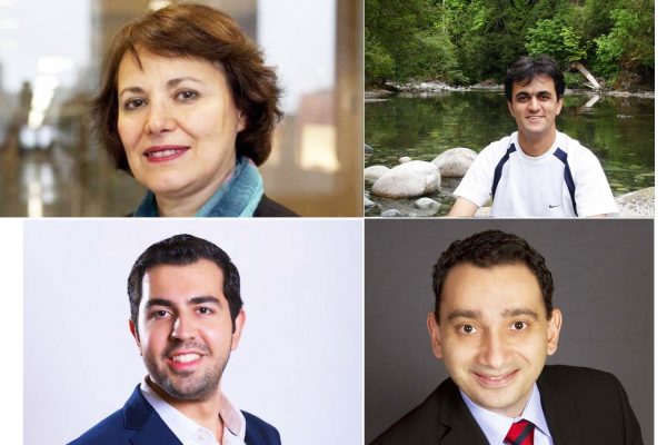 بالا: هما هودفر , سعید ملک پور ------ پایین: بیژن احمدی (چپ) رئیس هیئت مدیره کنگره ایرانیان کانادا , عمر الغبرا معاون پارلمانی وزیر امور خارجه کانادا در امور کنسولی