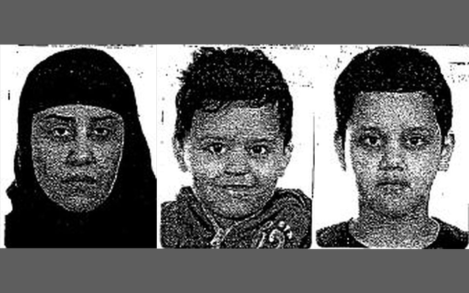 Left to Right: Missing woman, Sadaf Rassoli, 29 Missing boy Eman Rassoli, 3 Missing boy, Arman Rassoli, 9